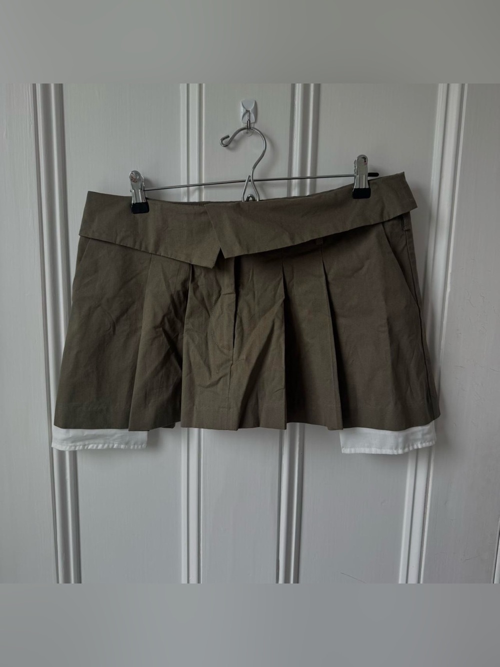 Lioness Olive Utility Mini Skirt with White Underlayer